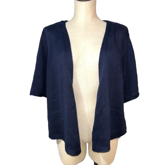 Woman Within Women’s Cotton Cardigan Sweater size 1X Short Sleeve Cotton Blend - Picture 1 of 9